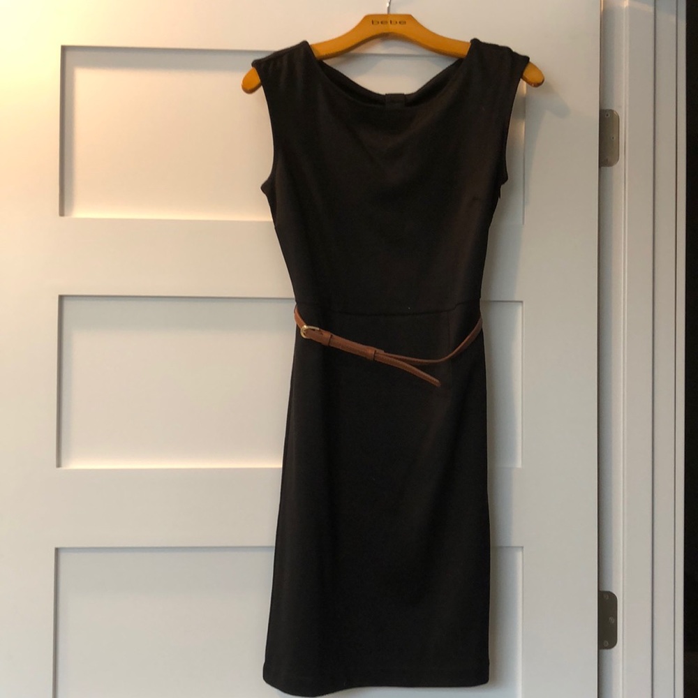 Black cocktail belted dress